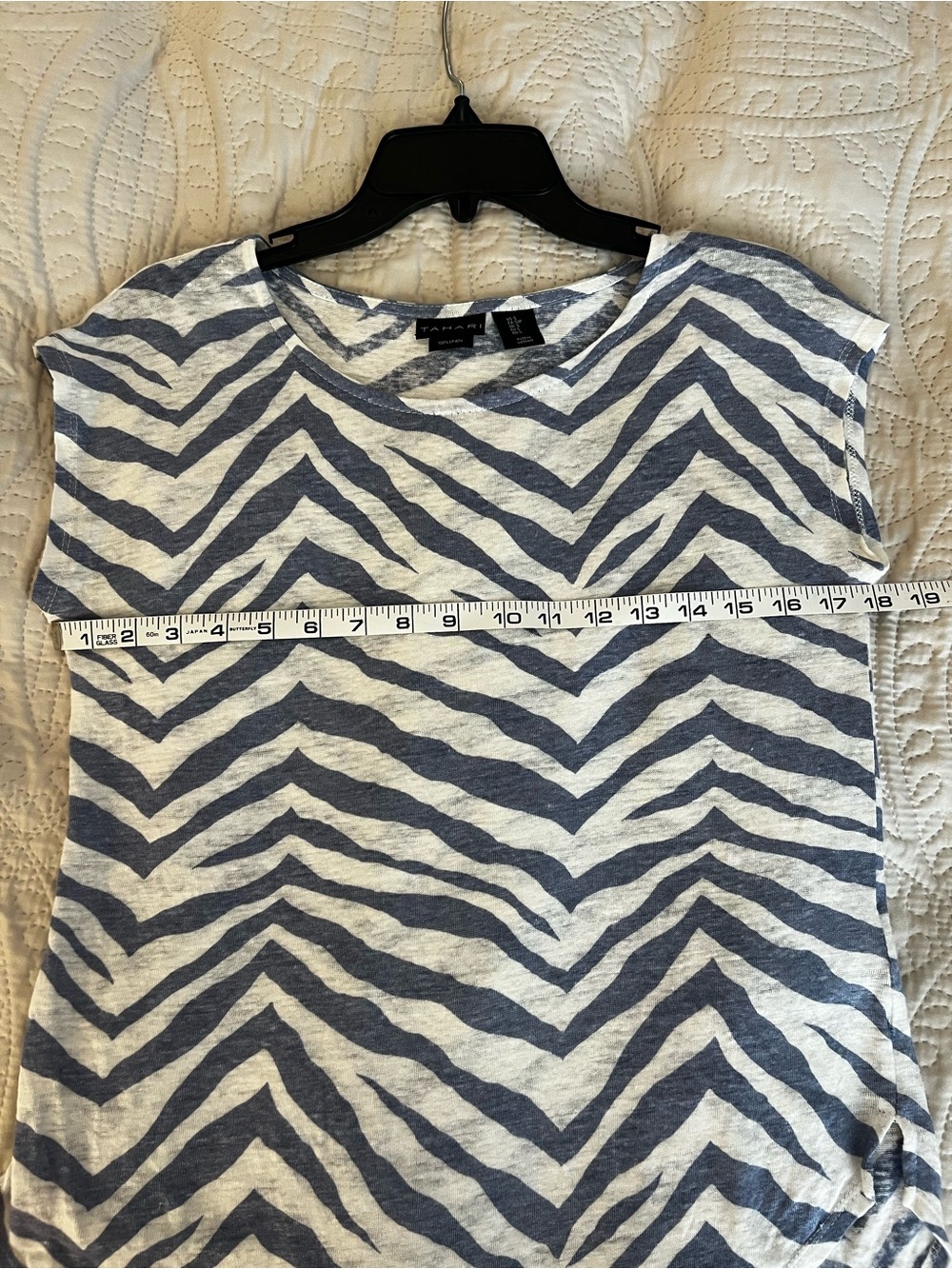 Tahari Blue & White Zebra-Stripe Short Sleeve Tee - Picture 4 of 4